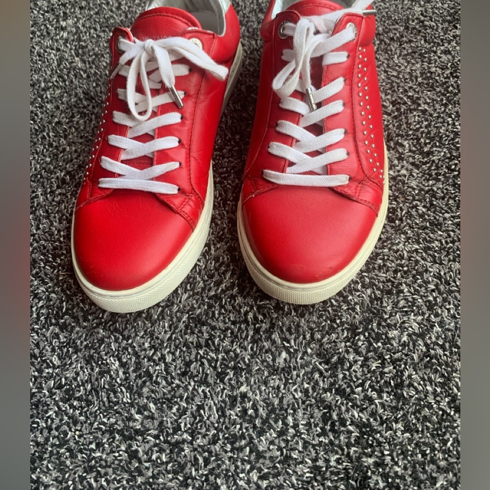 Zadig & Voltaire Red Silver leather studded sneakers Size 39 EU gently used